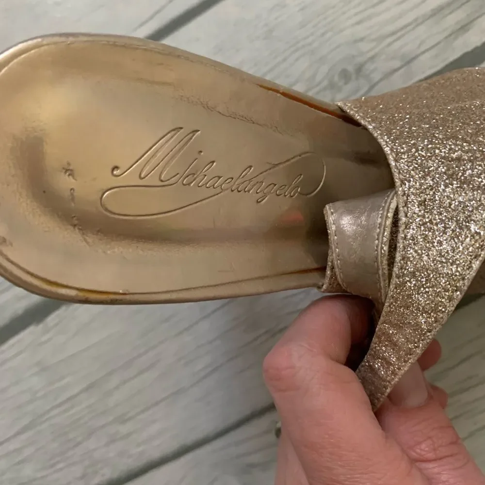 Michaelangelo gold peep toe heels-size 8